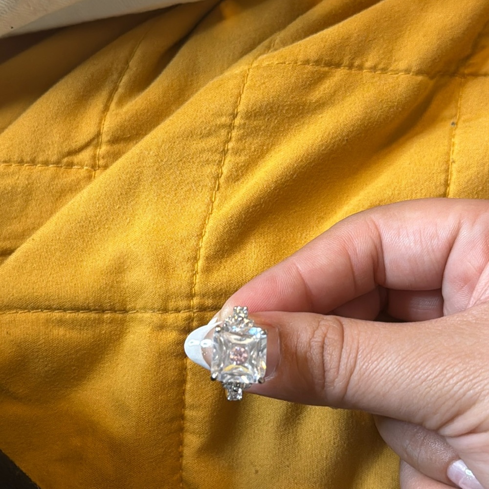 Pink and clear crystal ring